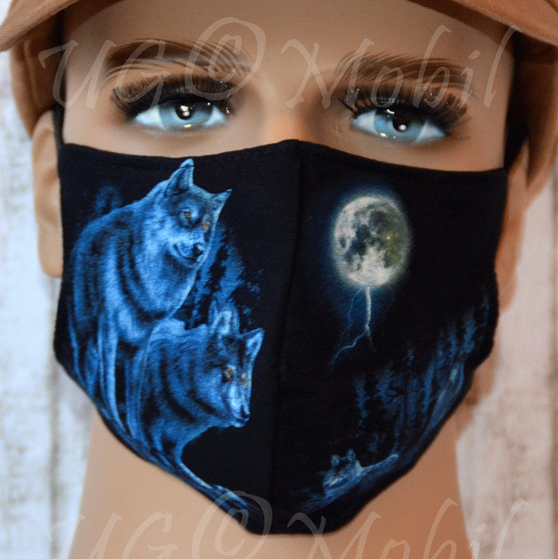 Maske - Gesichtsmaske Wölfe Gr. M