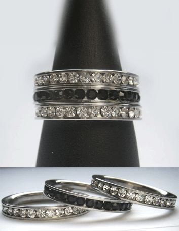 3-er Edelstahl Ring Zirkonia Steinchen