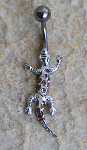 Bauchnabel Piercing Gecko rosa