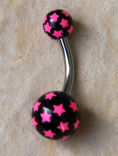 Bauchnabel Piercing Sternchen sw/ro