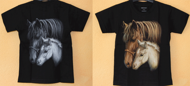 Kids  -  T-Shirt  Pferde braun