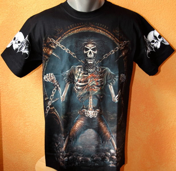 T-Shirt   Skelett an Ketten