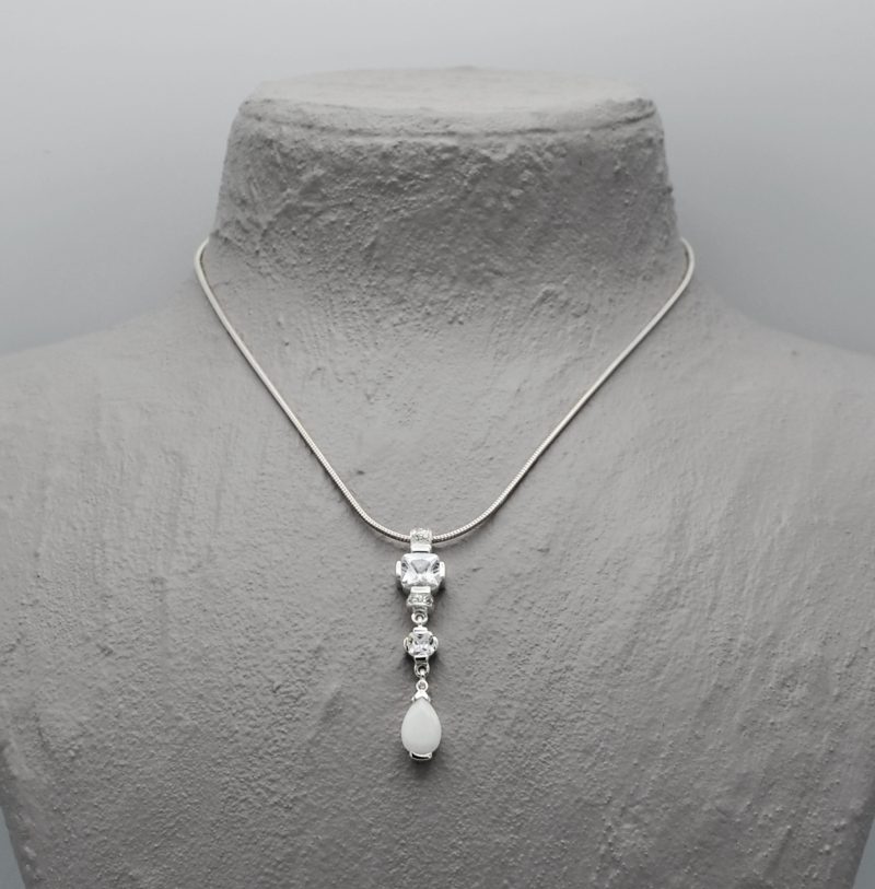 Zirkonia Anhänger Schlangenkette Collier Kette