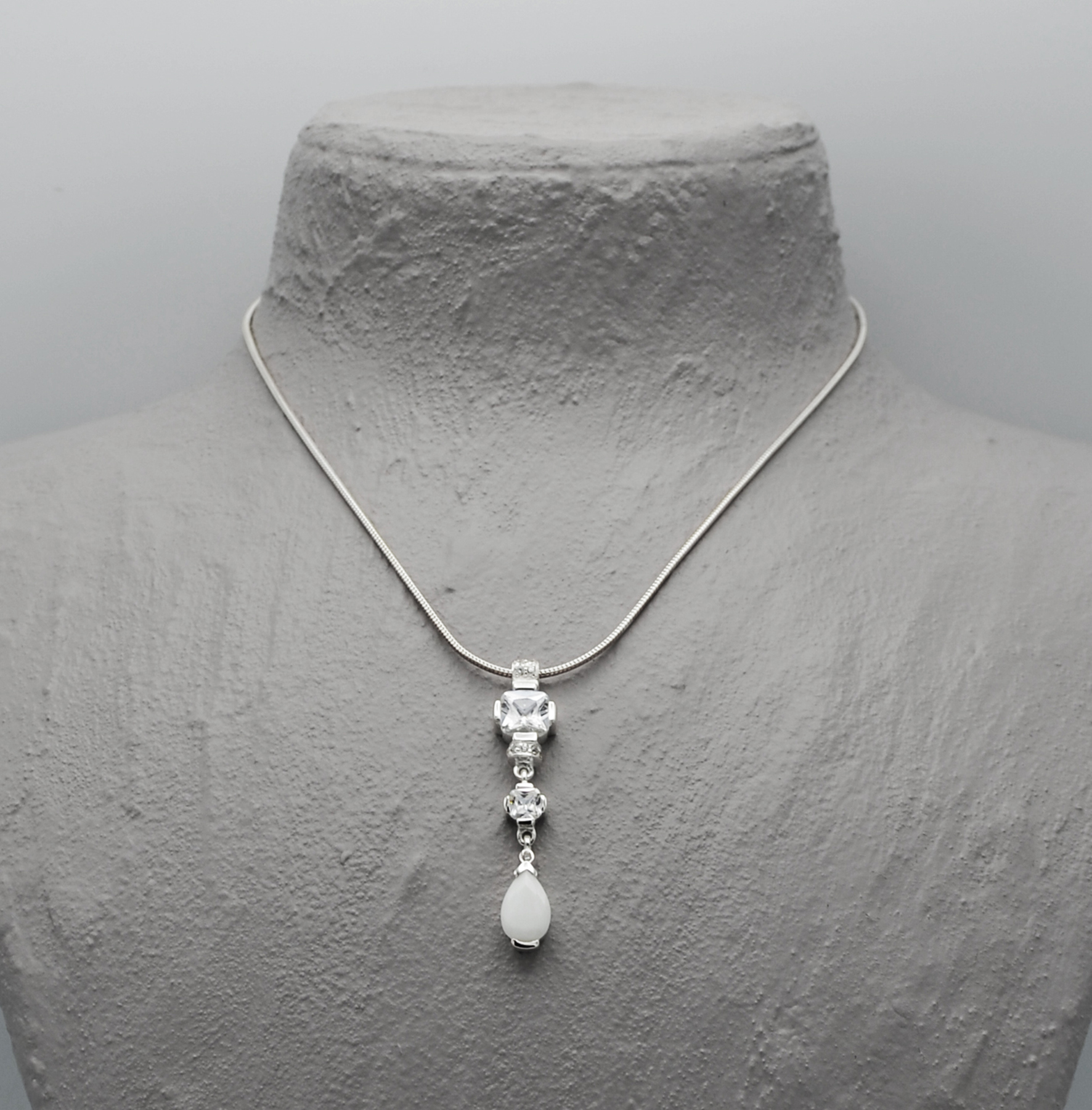 Zirkonia Anhänger Schlangenkette Collier Kette