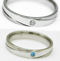 Ring schmal matt mit 2 Steinchen