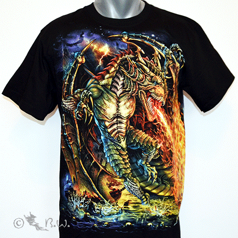 T-Shirt Drache - Feuerdrache 3 D