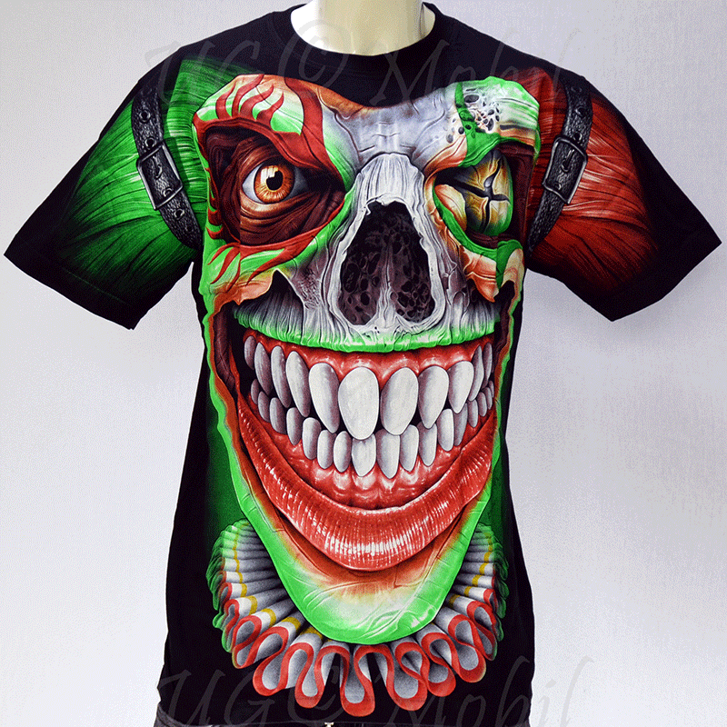 T-Shirt  Clown Skull Joker grün