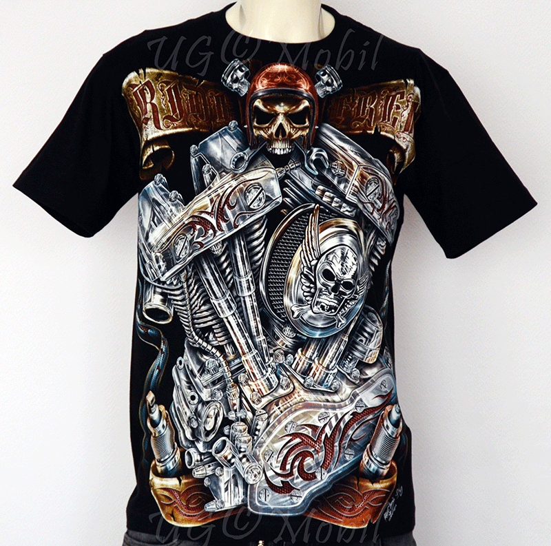 T-Shirt  Motorblock Skull