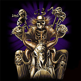 T-Shirt  Skelett auf Motorrad
