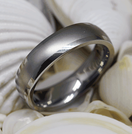 Edelstahl Ring glanz mit Streifen matt
