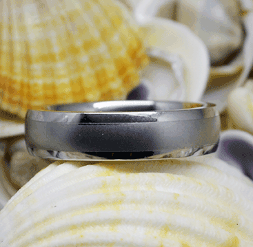 Edelstahl Ring glanz mit Streifen matt