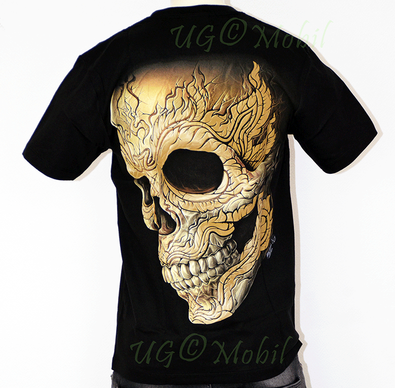 T-Shirt  Skull - Totenkopf Tattoo braun