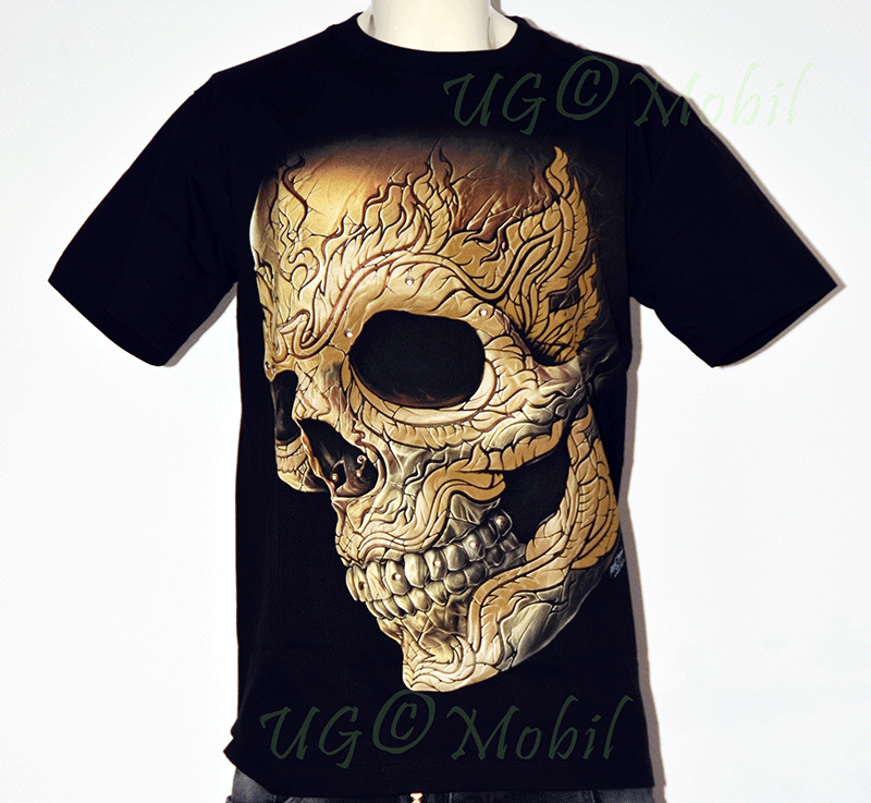 T-Shirt Skull - Totenkopf Tattoo braun