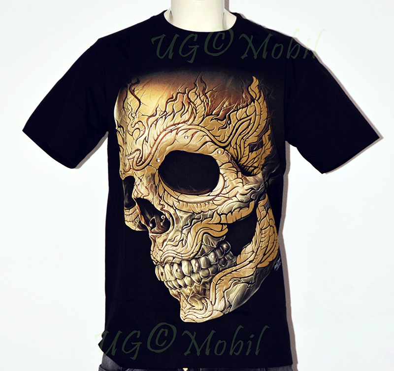 T-Shirt  Skull - Totenkopf Tattoo braun