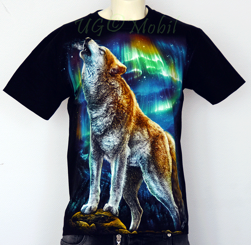 T-Shirt -Wolf-Regenbogen