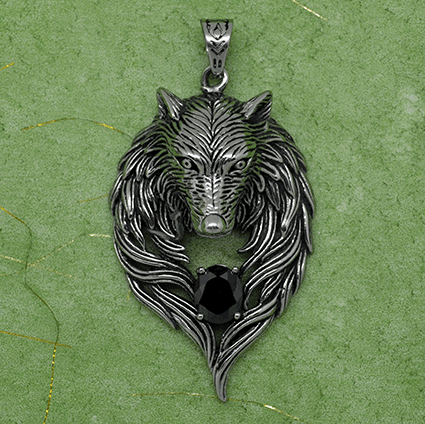 Wolf - Wolfskopf XXL Edelstahl Anhänger
